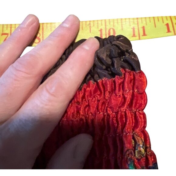 Wevez Red Silk Blend Baggy Parachute Pants  Joggers Colorful Pattern Boho - Picture 5 of 7